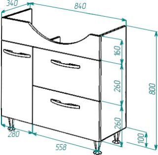 Тумба под раковину Bellezza Балтика 90см бежевый 00000005422